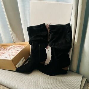 Jessica Simpson Black Slouchy Wedge Boots - Women's Fashion Boots